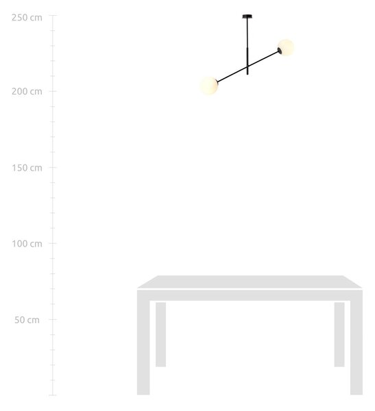 Závěsné svítidlo LINEAR 2 – černé, opálové sklo, 2× E14, šířka 102 cm