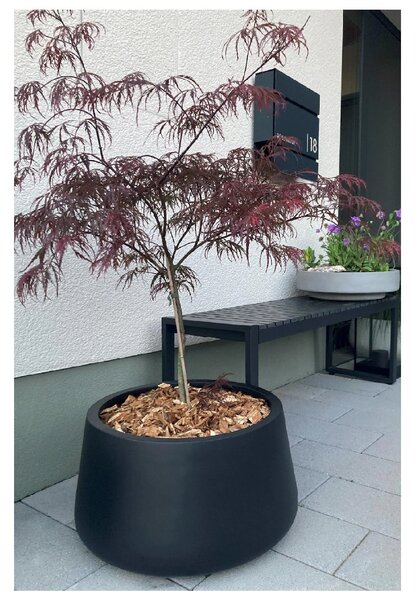 Květináč GORDO, sklolaminát, výška 29 cm, černý