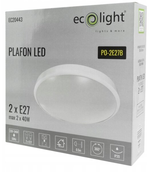 ECOLIGHT Kulaté LED stropní svítidlo - 2xE27 - bílé