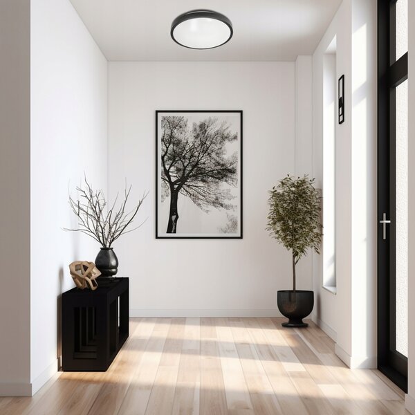 ECOLIGHT Kulatý LED stropní panel - 2xE27 - černý