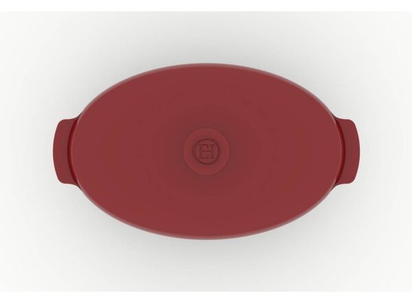 Mile Henry pekáč s poklicí 41,5 cm 5,8 l červený – keramický oválný pekáč na kachnu a husu pro šťavnaté pečení - eshopové balení 349556
