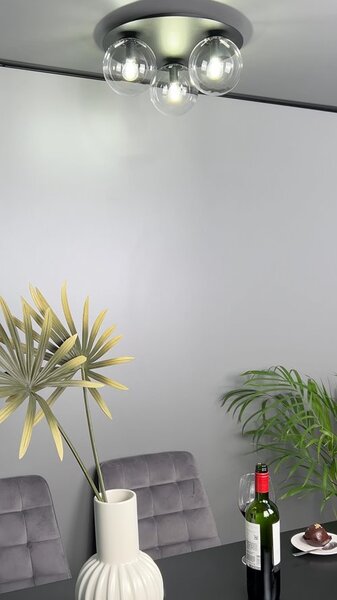 Stropní svítidlo SOLAR 3 – černé, grafitové sklo, 3× E14, šířka 43 cm