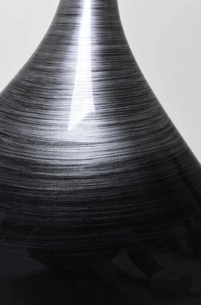 Dekorativní váza BELDADE, sklolaminát, výška 54 cm, stříbrno-černý lesk