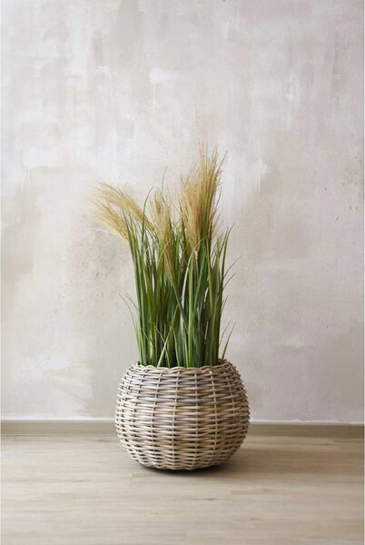Přírodní koš na rostliny PALLA, ratan, průměr 45 cm, natur