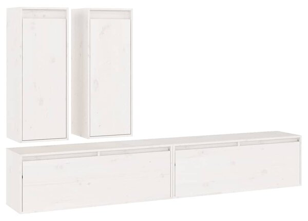 TV skříňky 4 ks bílé masivní borové dřevo 3100180