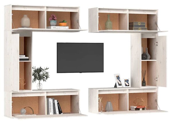 TV skříňky 6 ks bílé masivní borové dřevo 3100200