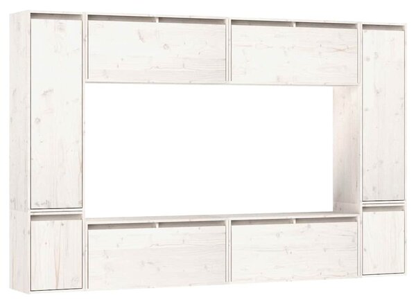 TV skříňky 8 ks bílé masivní borové dřevo 3100195