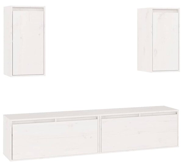 TV skříňky 4 ks bílé masivní borové dřevo 3100170