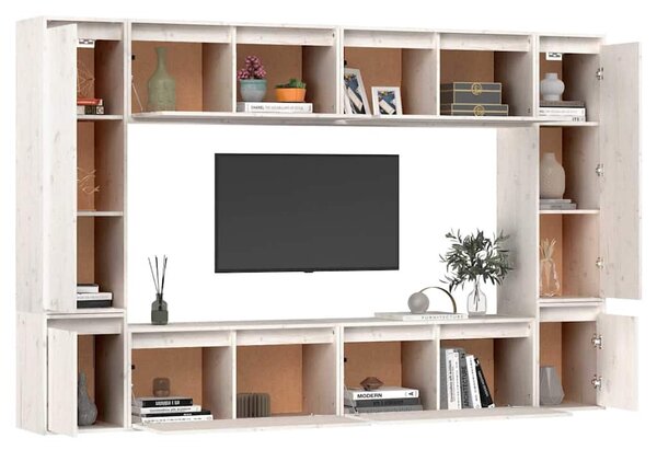 TV skříňky 8 ks bílé masivní borové dřevo 3100195