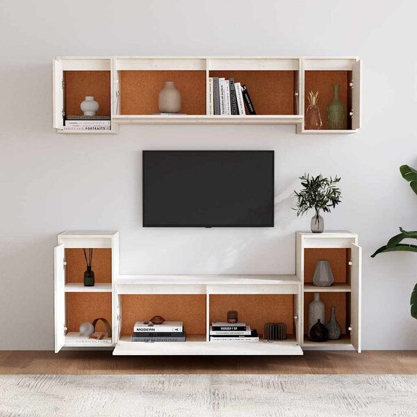 TV skříňky 6 ks bílé masivní borové dřevo 3100190