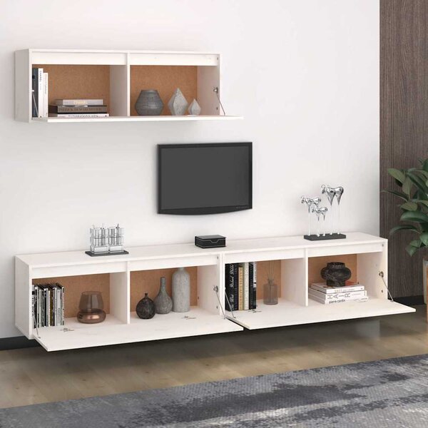 Sada 3 kusů TV skříněk bílá masivní dřevo borovice 3100140