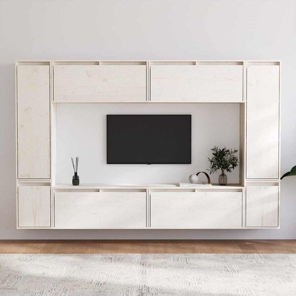 TV skříňky 8 ks bílé masivní borové dřevo 3100195