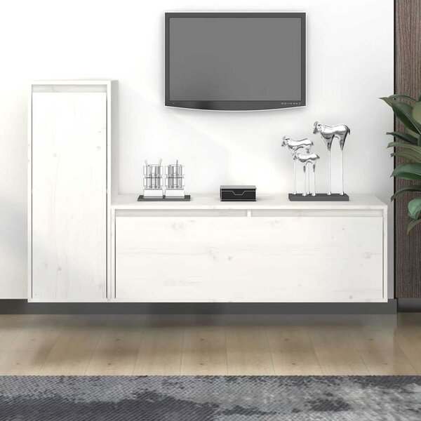 TV skříňky 2 ks bílé masivní borové dřevo 3100115