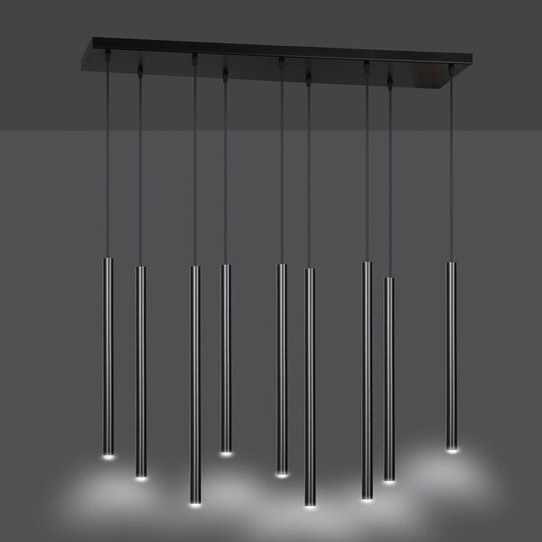 Závěsné svítidlo SELTER 9 – černé, 9× G9, šířka 92 cm