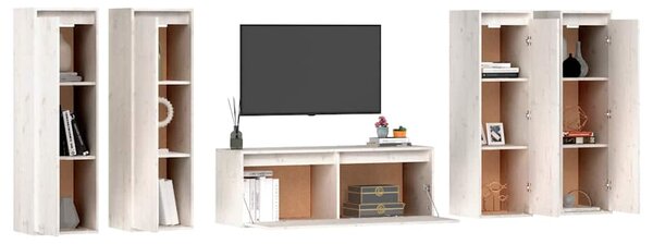TV skříňky 5 ks bílé masivní borové dřevo 3100210