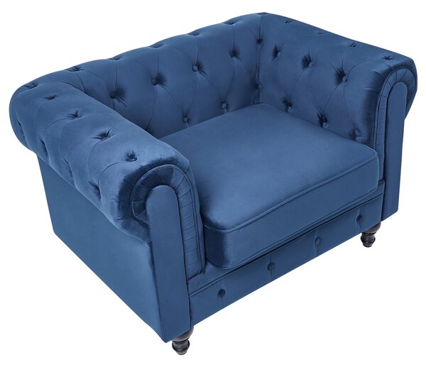 Křeslo CHESTERFIELD Umělý samet Námořnická modrá