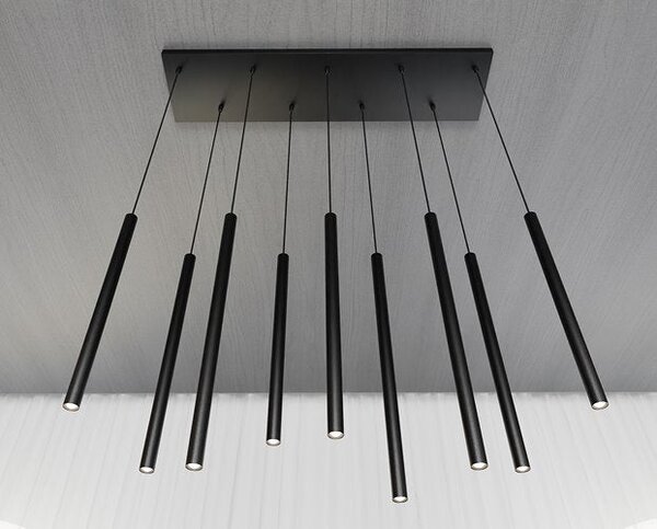 Závěsné svítidlo SELTER 9 – černé, 9× G9, šířka 92 cm