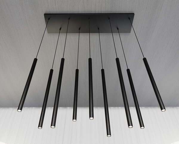 Závěsné svítidlo SELTER 9 – černé, 9× G9, šířka 92 cm