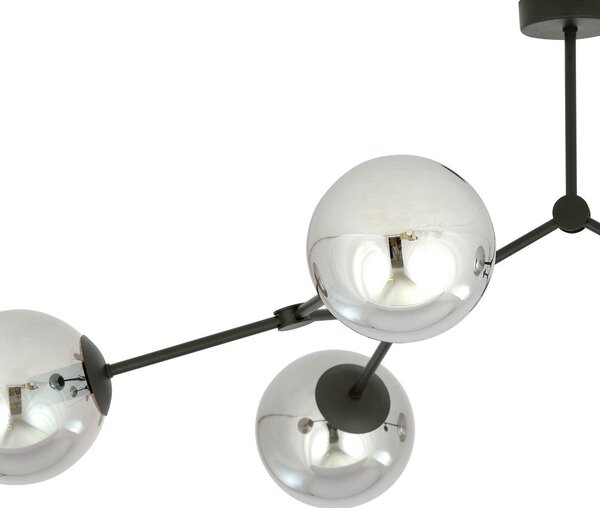 Stropní svítidlo SPACE 4 – černé, grafitové sklo, 4× E14, šířka 42 cm