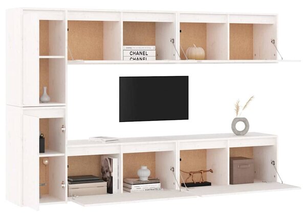 TV skříňky 6 ks bílé masivní borové dřevo 3100235