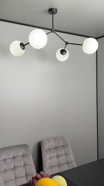 Stropní svítidlo SPACE 4 – černé, grafitové sklo, 4× E14, šířka 42 cm