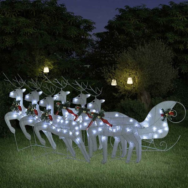 Vánoční sobi se sáněmi 140 LED diod venkovní bílí 3100432