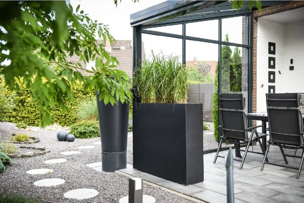Dělící květináč ELEMENTO, sklolaminát, šířka 117 cm, antracit