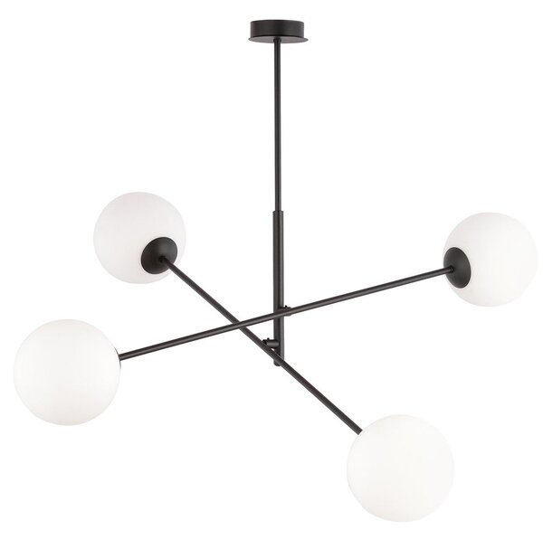 Závěsné svítidlo LINEAR 4 – černé, opálové sklo, 4× E14, šířka 102 cm