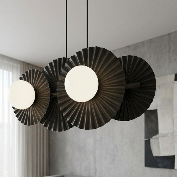 Závěsné svítidlo UMBRA 4 – černé, bílé sklo, 4× G9, šířka 59 cm