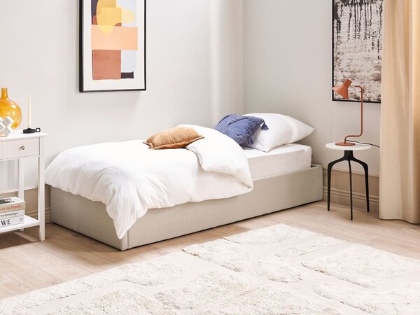 Postel s úložným prostorem bez čela Tkanina DINAN 90 x 200 cm Taupe