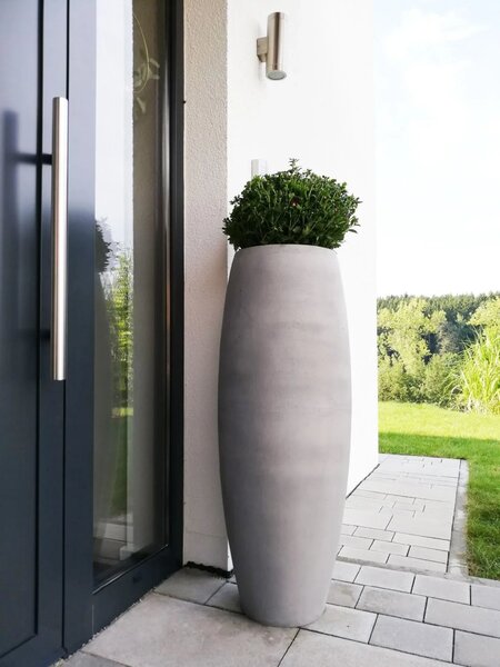 Květináč MAGNUM, sklolaminát, výška 100 cm, beton design, šedý