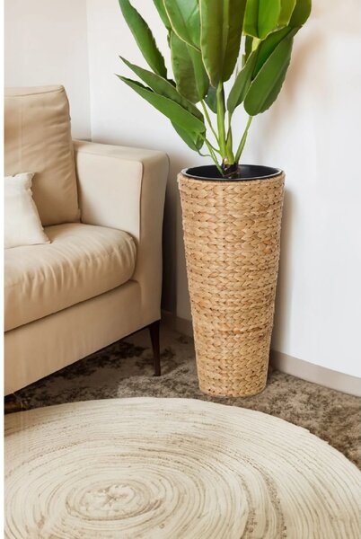 Květináč CLASSIC ROUND, vodní hyacint, výška 60 cm, natur
