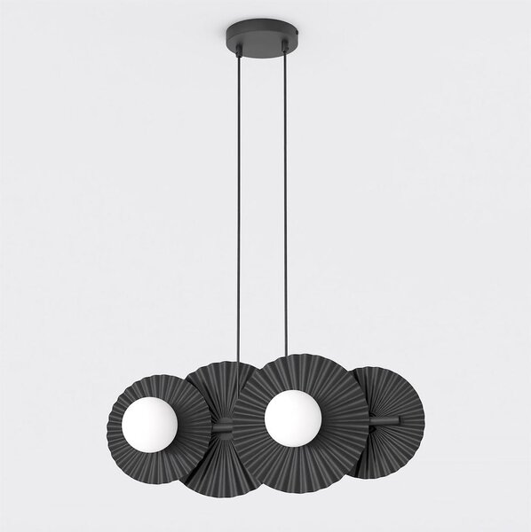 Závěsné svítidlo UMBRA 4 – černé, bílé sklo, 4× G9, šířka 59 cm
