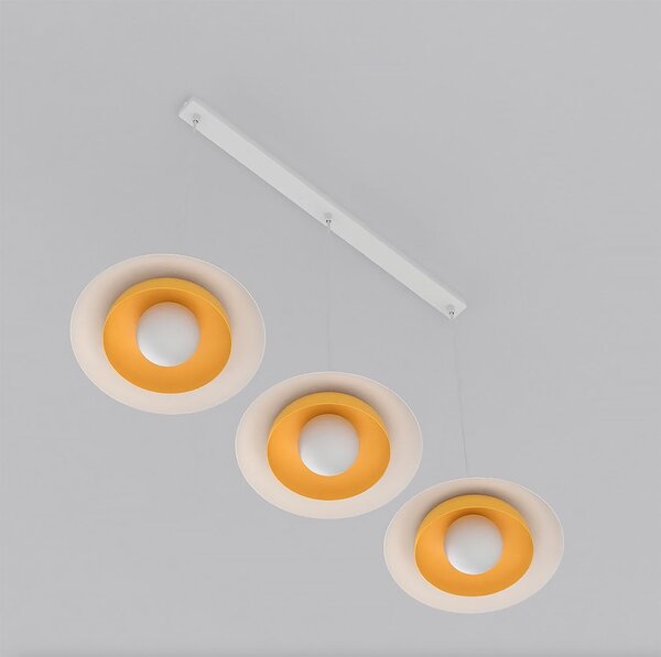 Závěsné svítidlo SKIN 3 – bílé / oranžové, sklo, 3× G9, šířka 95 cm