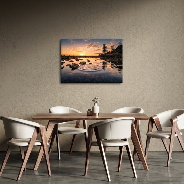 Obraz - Západ slunce u jezera (70x50 cm)