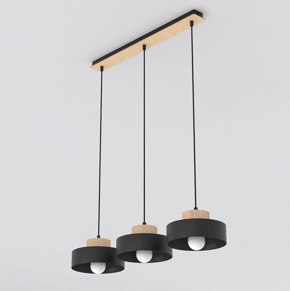 Závěsné svítidlo KIVI 3 – černé, 3× E27, šířka 73 cm