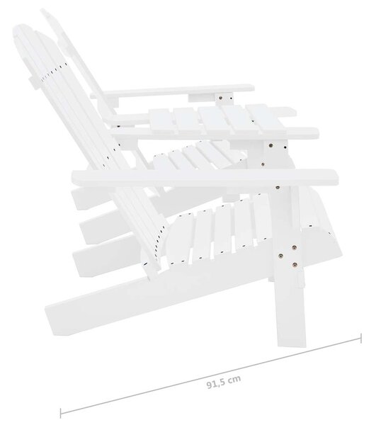 Zahradní židle Adirondack s čajovým stolkem masivní jedle bílé 310067