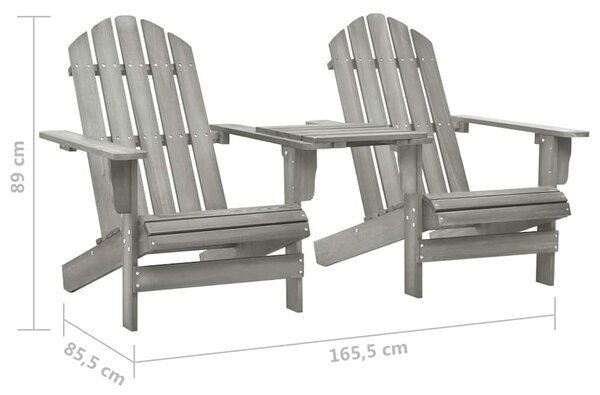 Zahradní židle Adirondack s čajovým stolkem masivní jedle šedé 310068