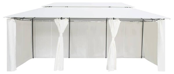 Zahradní altán se závěsy 600 x 298 x 270 cm bílý 180 g/m² 310073