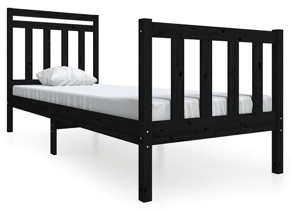 Rám postele černý 75 x 190 cm Small Single masivní dřevo 3100683