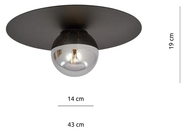 Stropní svítidlo SOLAR 1 – černé, grafitové sklo, 1× E14, šířka 43 cm