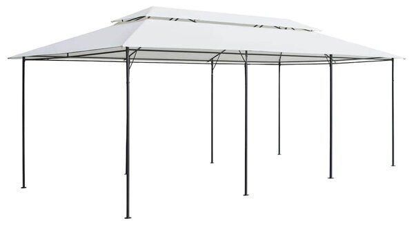 Zahradní altán se závěsy 600 x 298 x 270 cm bílý 180 g/m² 310073