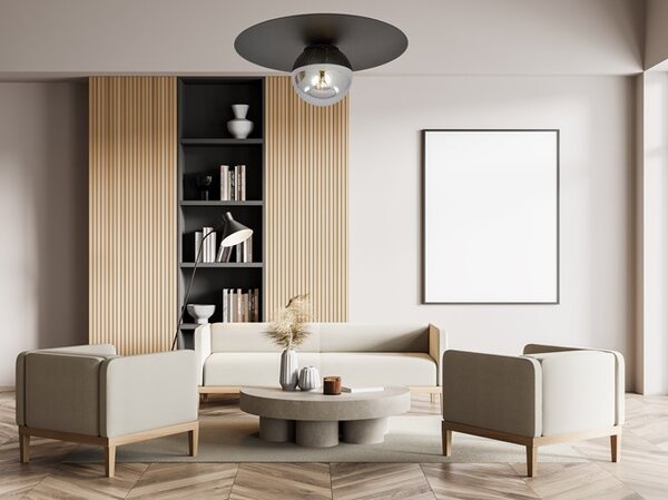 Stropní svítidlo SOLAR 1 – černé, grafitové sklo, 1× E14, šířka 43 cm