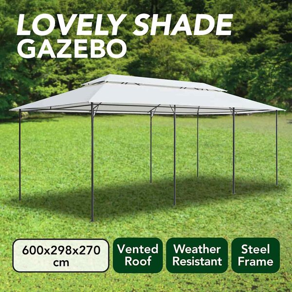 Zahradní altán 600 x 298 x 270 cm bílý 180 g/m² 310072