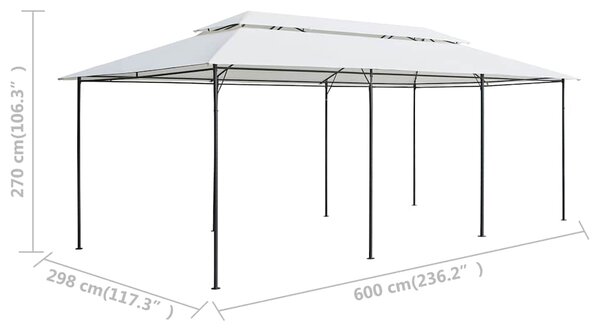 Zahradní altán se závěsy 600 x 298 x 270 cm bílý 180 g/m² 310073