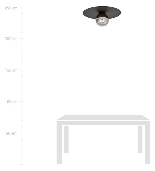 Stropní svítidlo SOLAR 1 – černé, grafitové sklo, 1× E14, šířka 43 cm