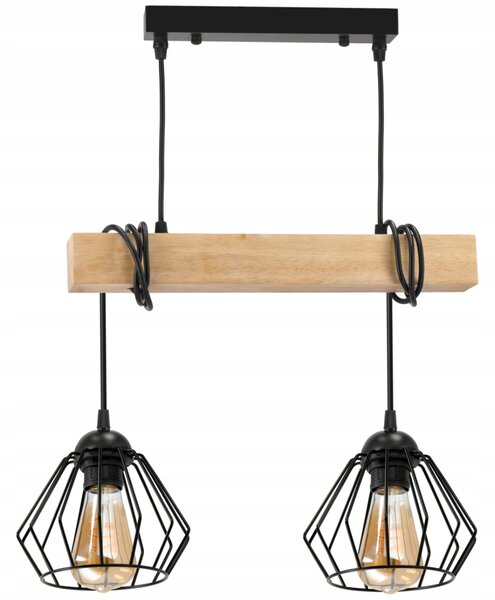 BERGE LED závěsné stropní svítidlo, dřevěný trám, 2xE27, lustr Loft Brylant