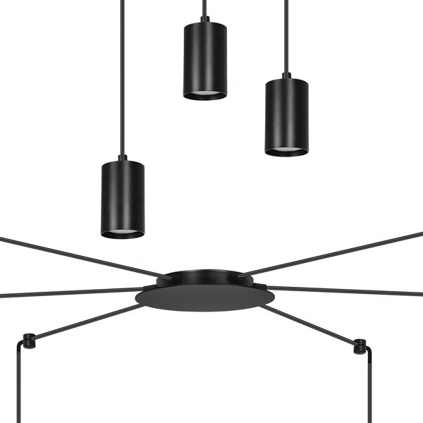 Závěsné svítidlo TRAKER 6 – černé, 6× GU10, šířka 300 cm