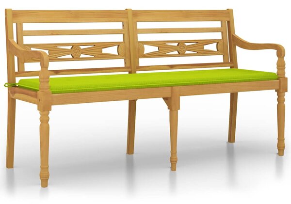 Lavice Batavia se zelenou poduškou 150 cm masivní teakové dřevo 3100837