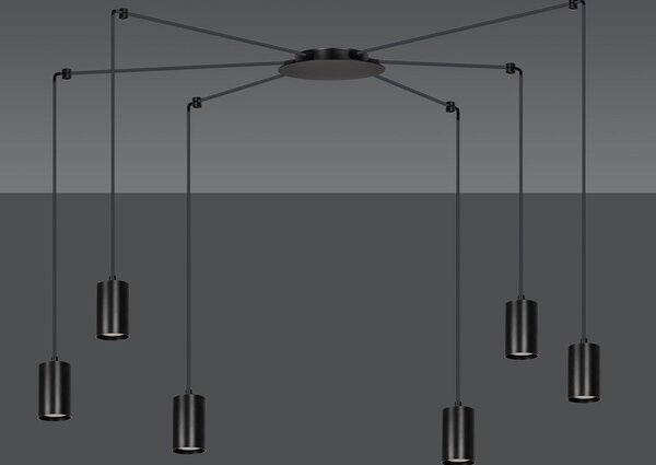 Závěsné svítidlo TRAKER 6 – černé, 6× GU10, šířka 300 cm